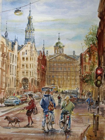 Raadhuisstraat met fietsers